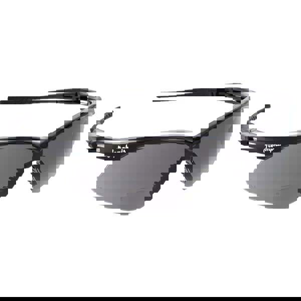 Safety Glass: Scratch-Resistant, Polycarbonate, Gray Lenses, Curved, UV Protection